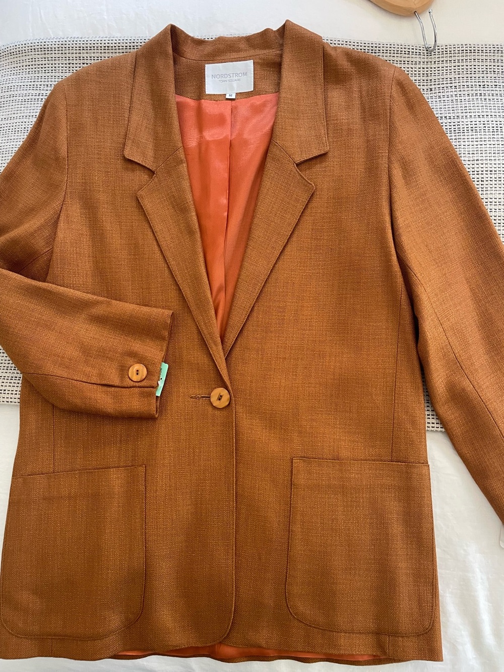 NWT Vintage 1990's Rayon Blazer by Nordstrom Town Square, Burnt Orange Size S